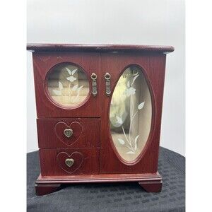 Dark Red Wood Jewelry Box
